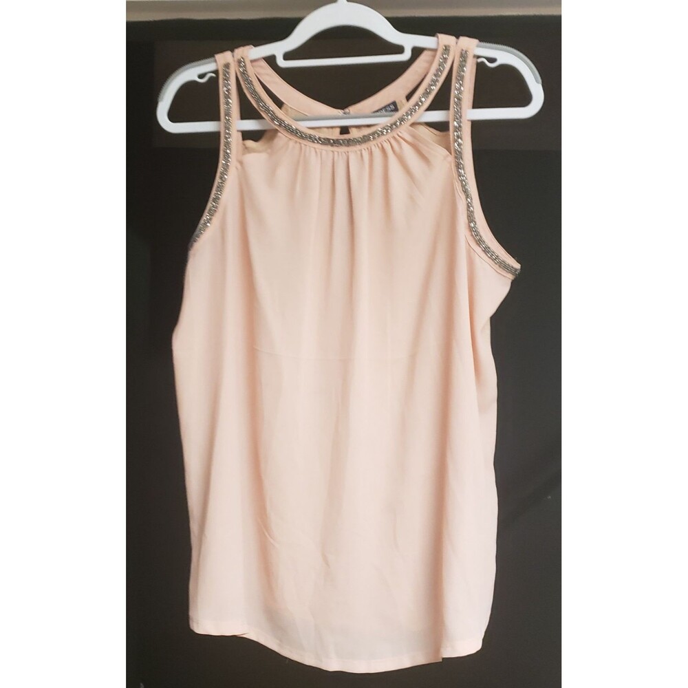 Express Women's XL Blush Pink Embellished Flirty Party Top Sleeveless NWOT